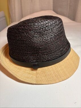 John Callanan Two-Tone Raffia Fedora Hat - mahogany & Tan